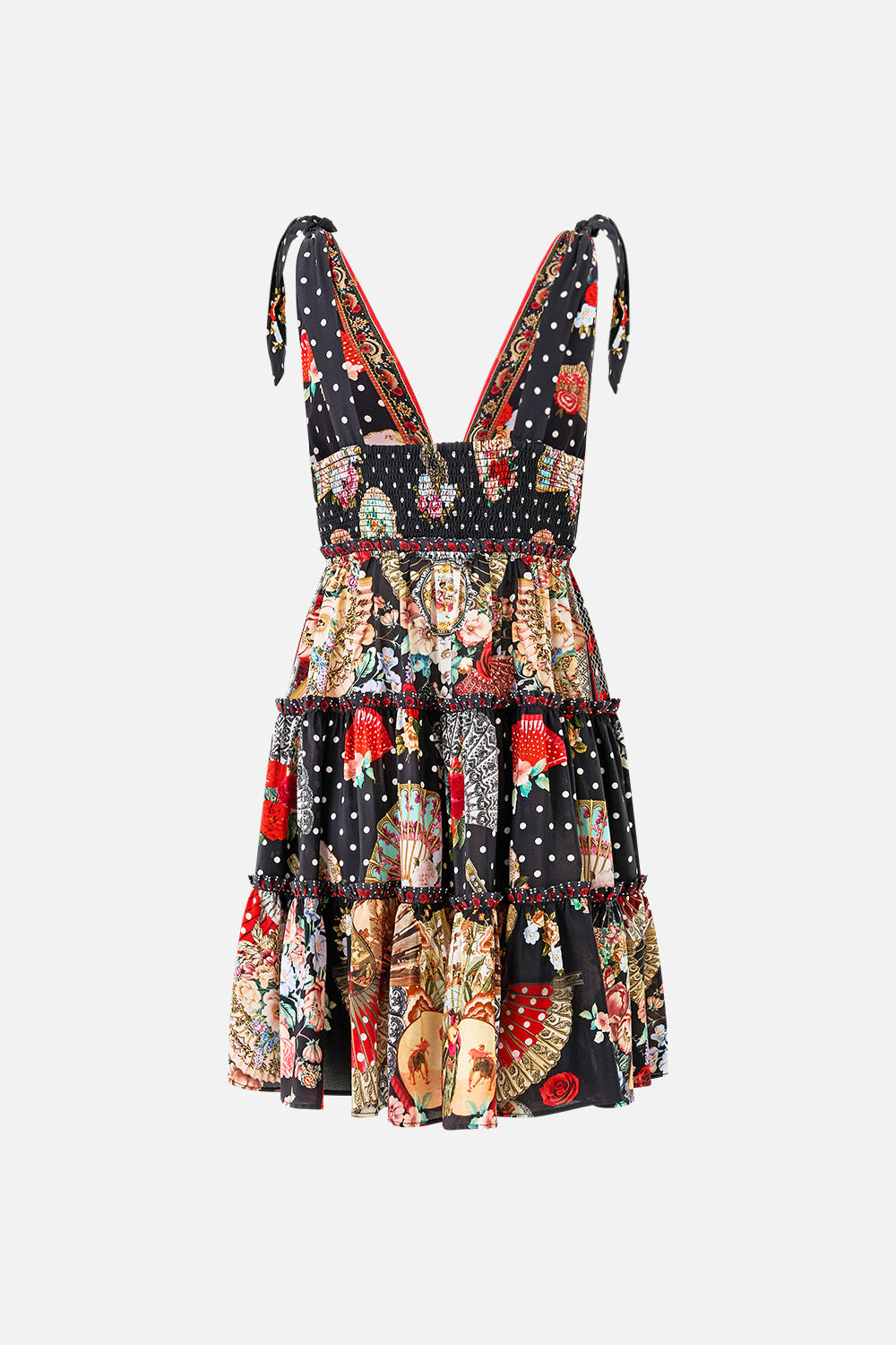 TIERED SHORT DRESS WITH SHOULDER TIES DAUGHTERS OF DUENDE