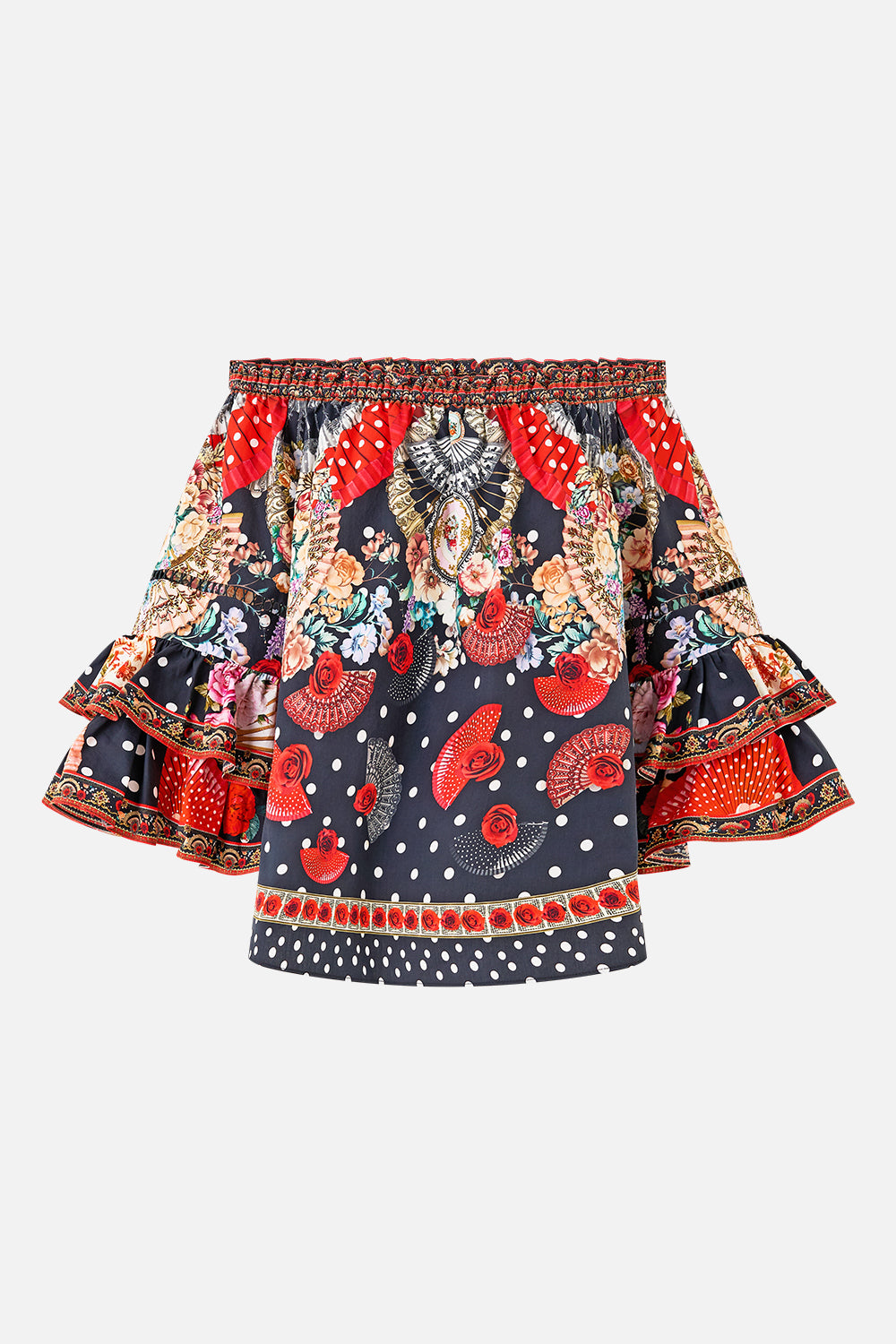 The CAMILLA OFF SHOULDER TOP WITH FRILL SLEEVE DAUGHTERS OF DUENDE