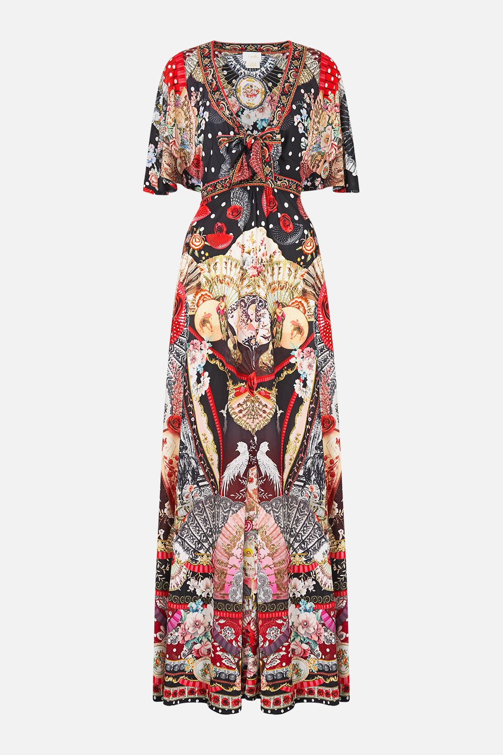 The CAMILLA FLUTTER SLEEVE TIE FRONT JERSEY DRESS DAUGHTERS OF DUENDE