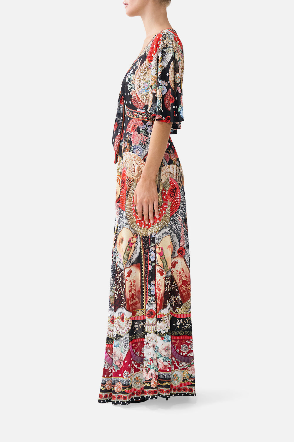 The CAMILLA FLUTTER SLEEVE TIE FRONT JERSEY DRESS DAUGHTERS OF DUENDE