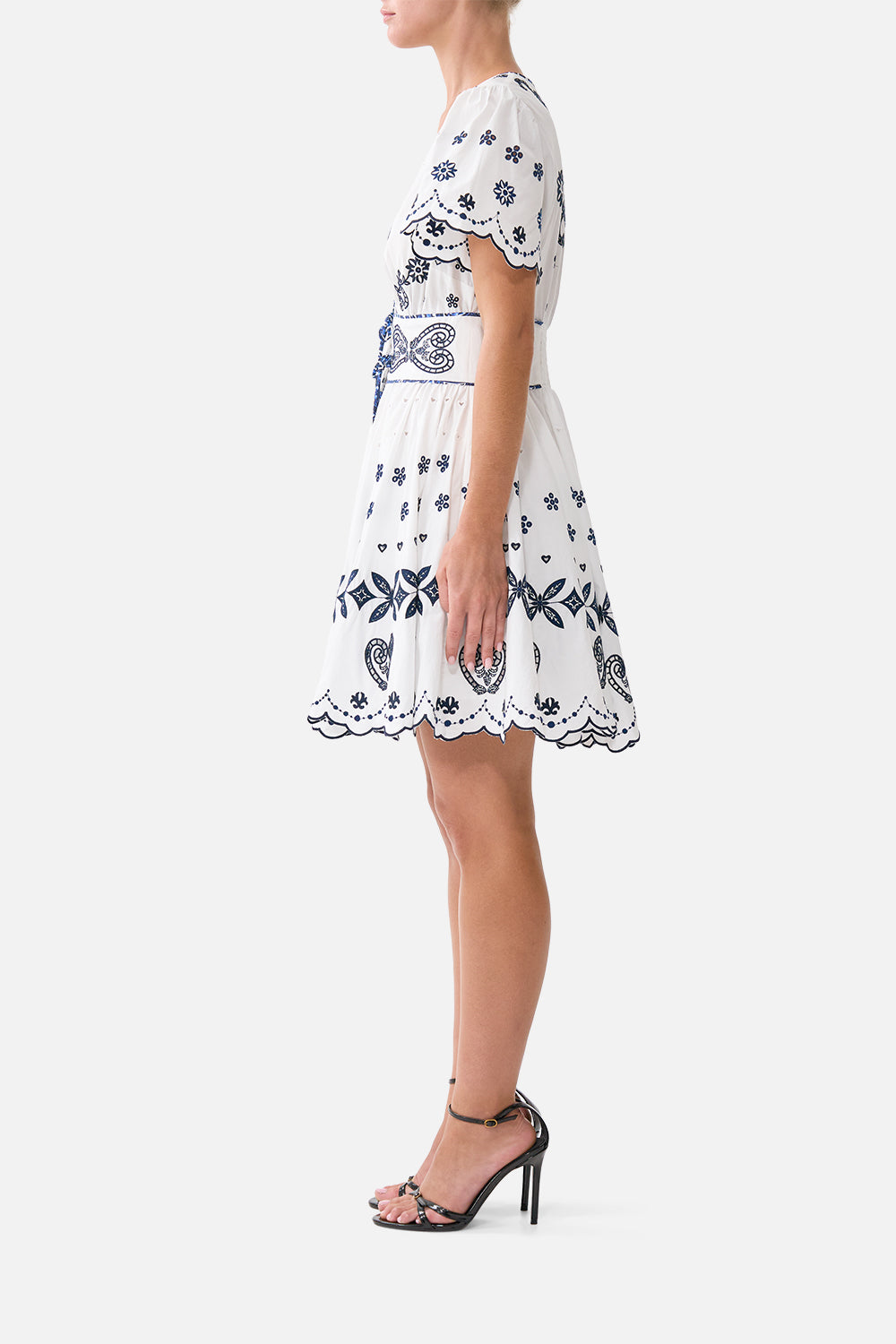 The CAMILLA DEEP V MINI DRESS WITH TIES A TILED WONDERLAND