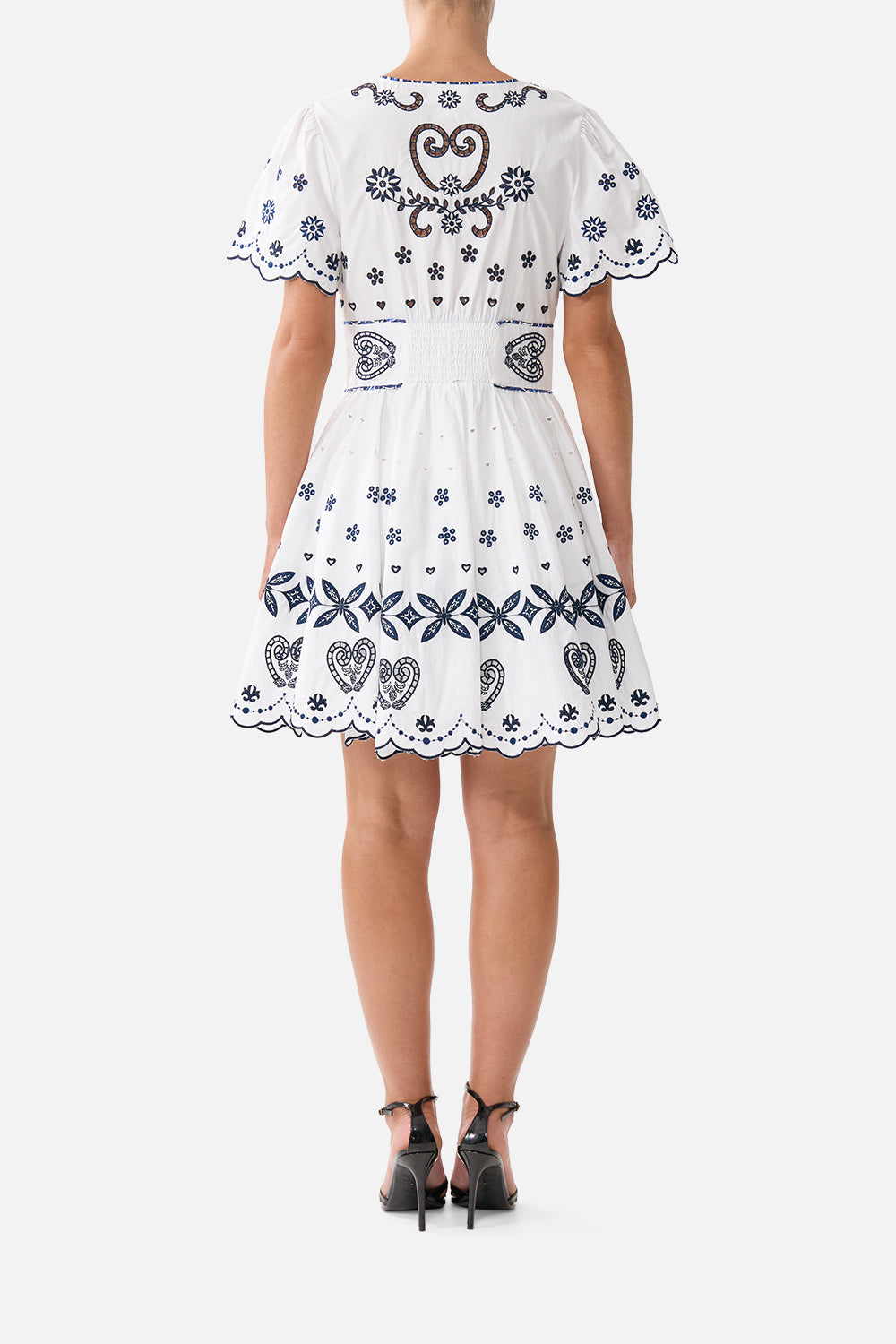 The CAMILLA DEEP V MINI DRESS WITH TIES A TILED WONDERLAND