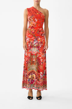 GATHERED JERSEY ONE SHOULDER DRESS OLÉ OLÉ