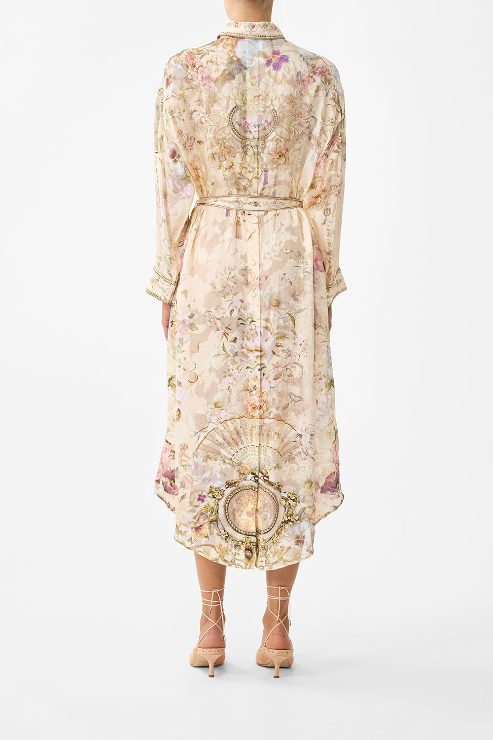 SHIRT DRESS WITH BACK BUTTON DETAIL ADORNED IN ARANJUEZ