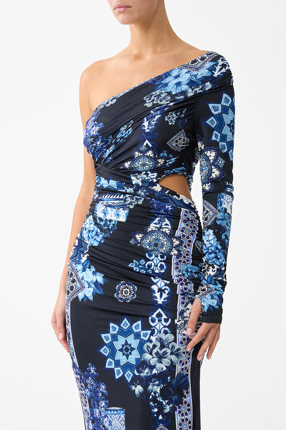The CAMILLA ONE SHOULDER JERSEY CUT OUT DRESS A TILED WONDERLAND