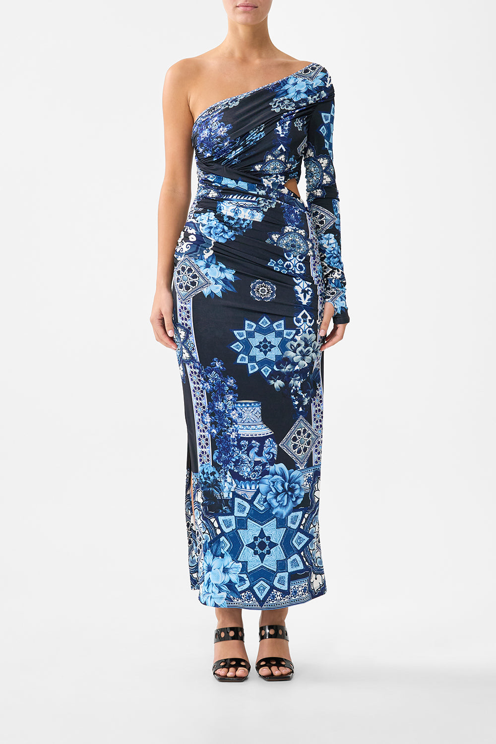 The CAMILLA ONE SHOULDER JERSEY CUT OUT DRESS A TILED WONDERLANDA TILED WONDERLAND