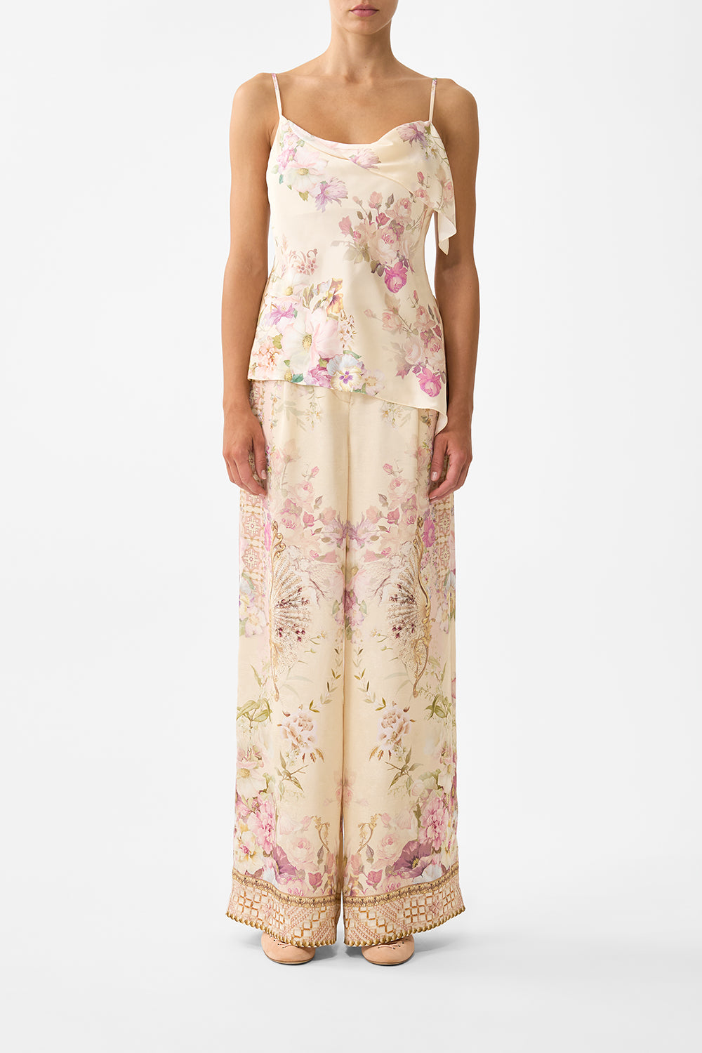 ASYMMETRIC DRAPED TOP ADORNED IN ARANJUEZ