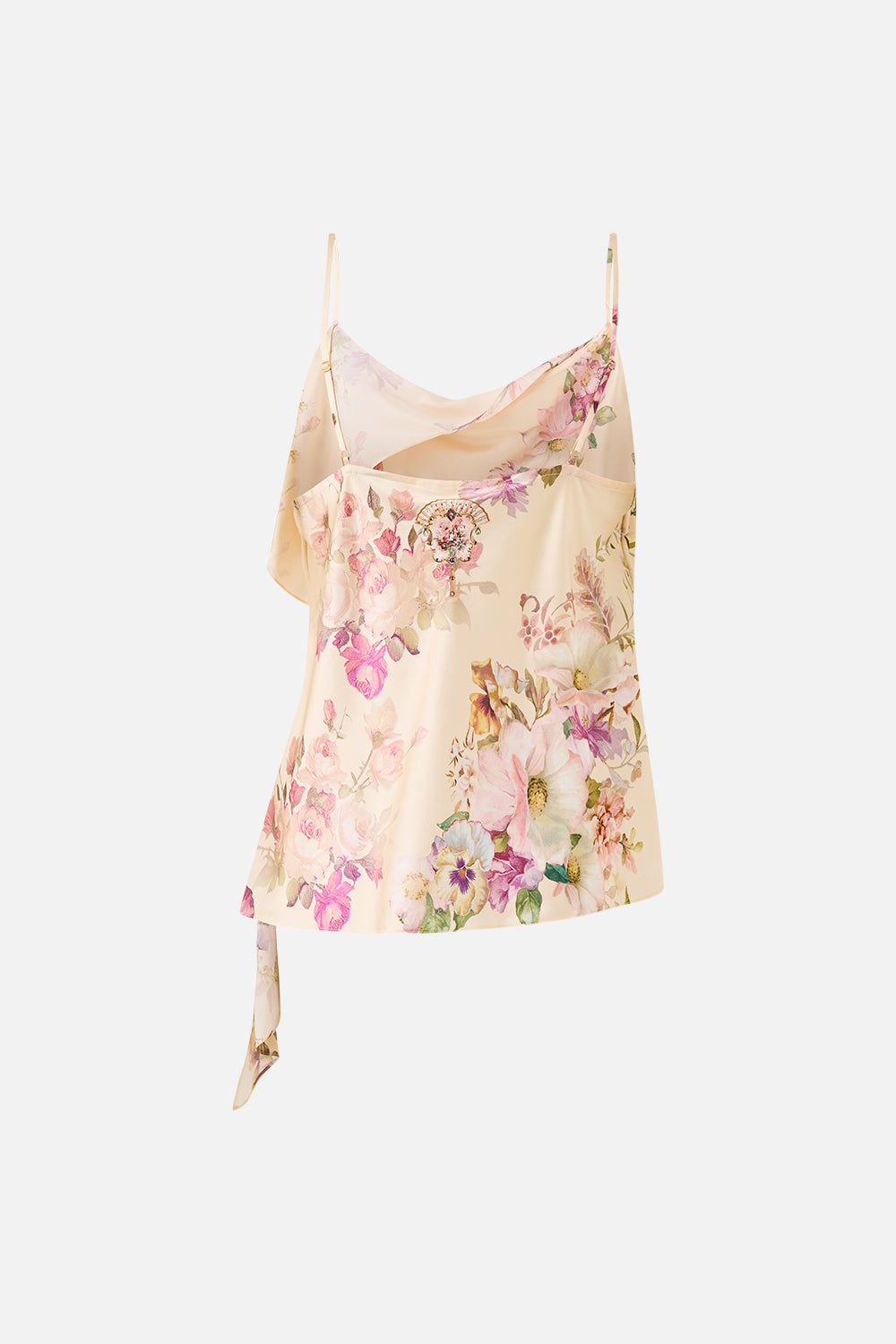 ASYMMETRIC DRAPED TOP ADORNED IN ARANJUEZ
