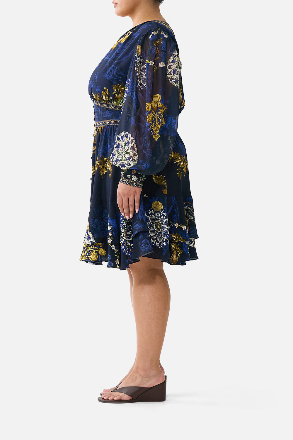 BUTTON FRONT FRILL DRESS NOTES FROM THE BLUE ROOM