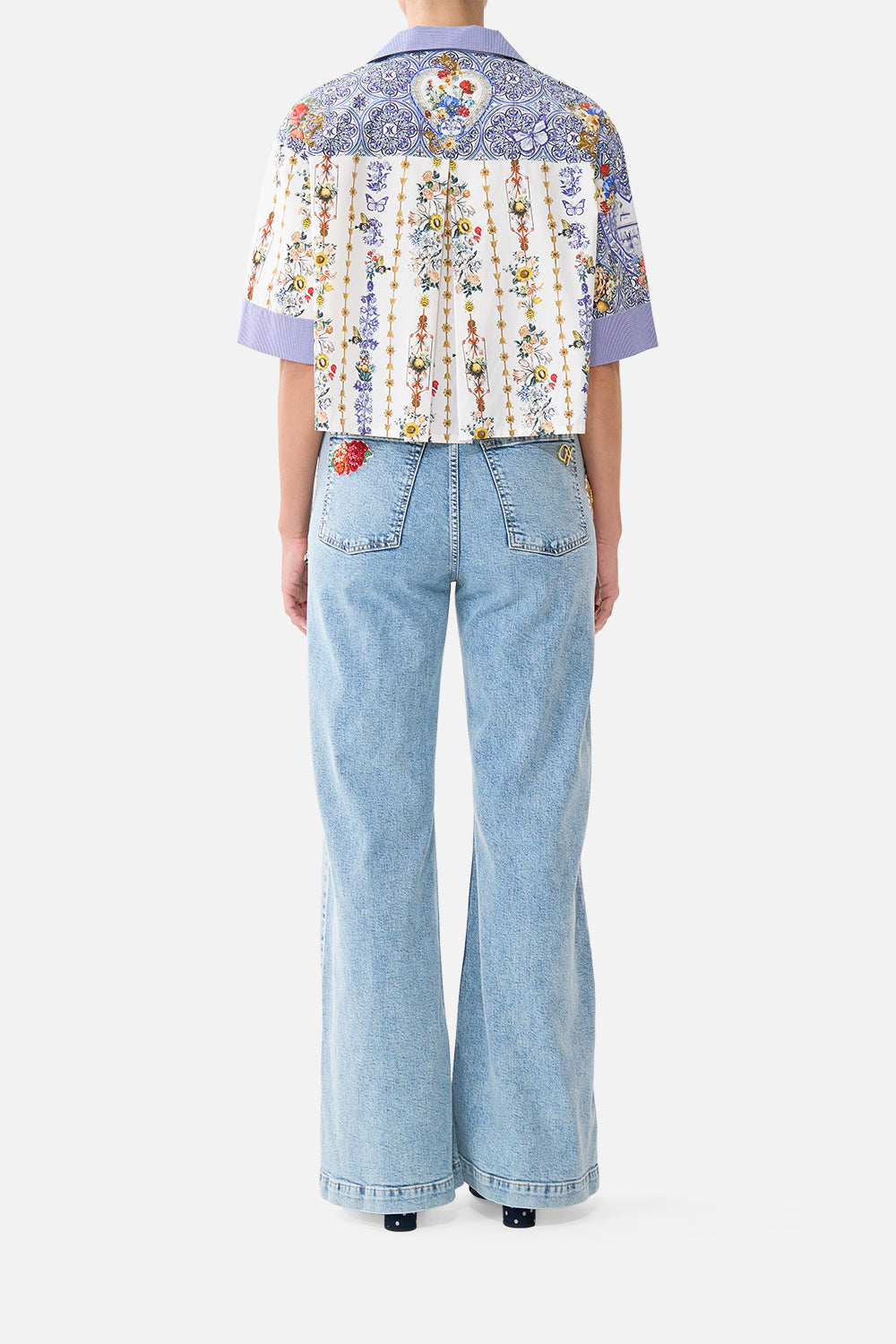 The CAMILLA CROPPED CAMP COLLAR BLOUSE THE POTTERY PARLOUR