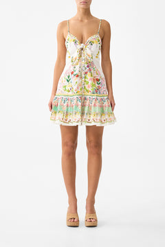 TIE FRONT SHORT DRESS WITH HEM RUFFLE THE CALL OF CATALONIA