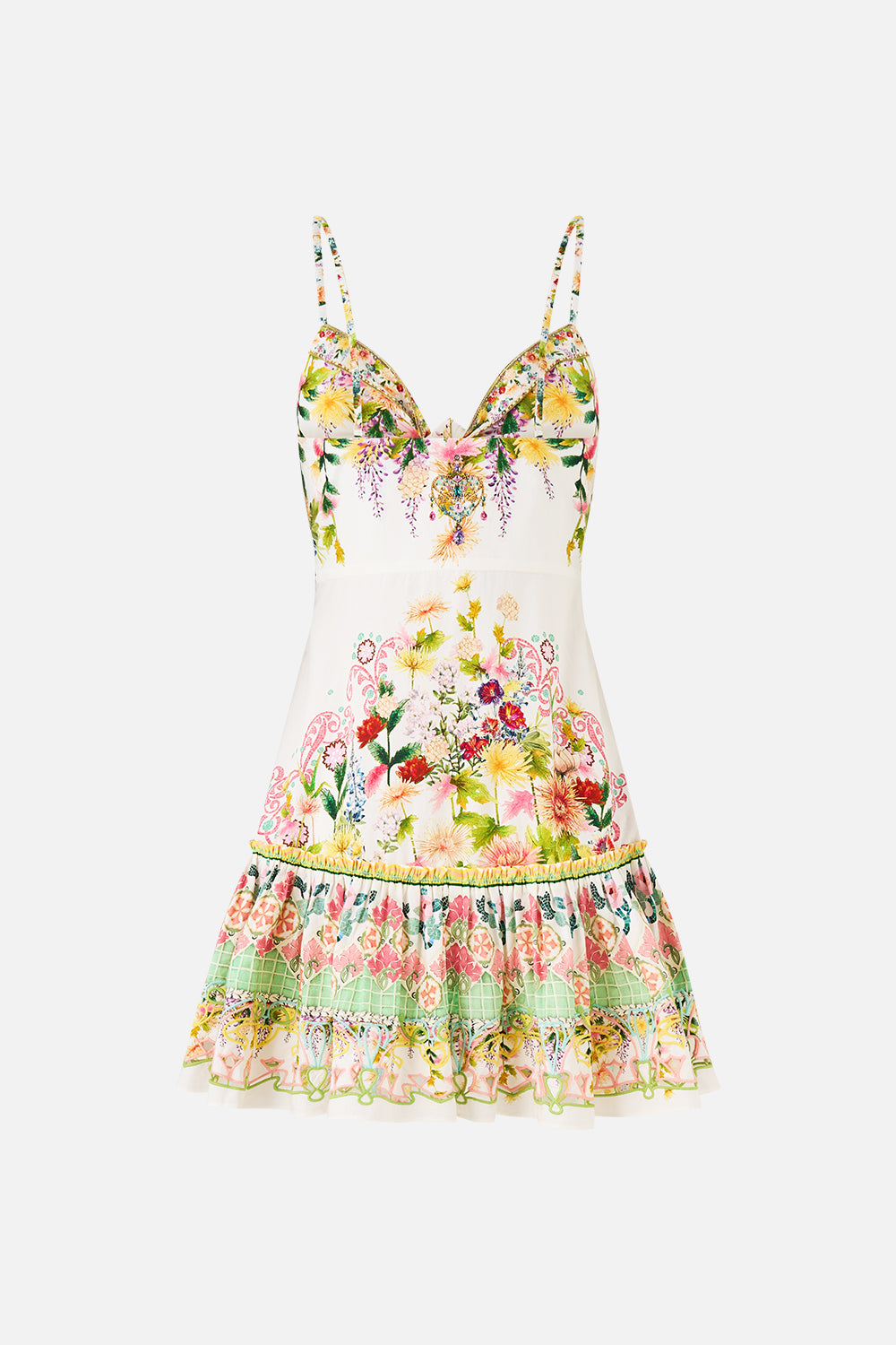 TIE FRONT SHORT DRESS WITH HEM RUFFLE THE CALL OF CATALONIA