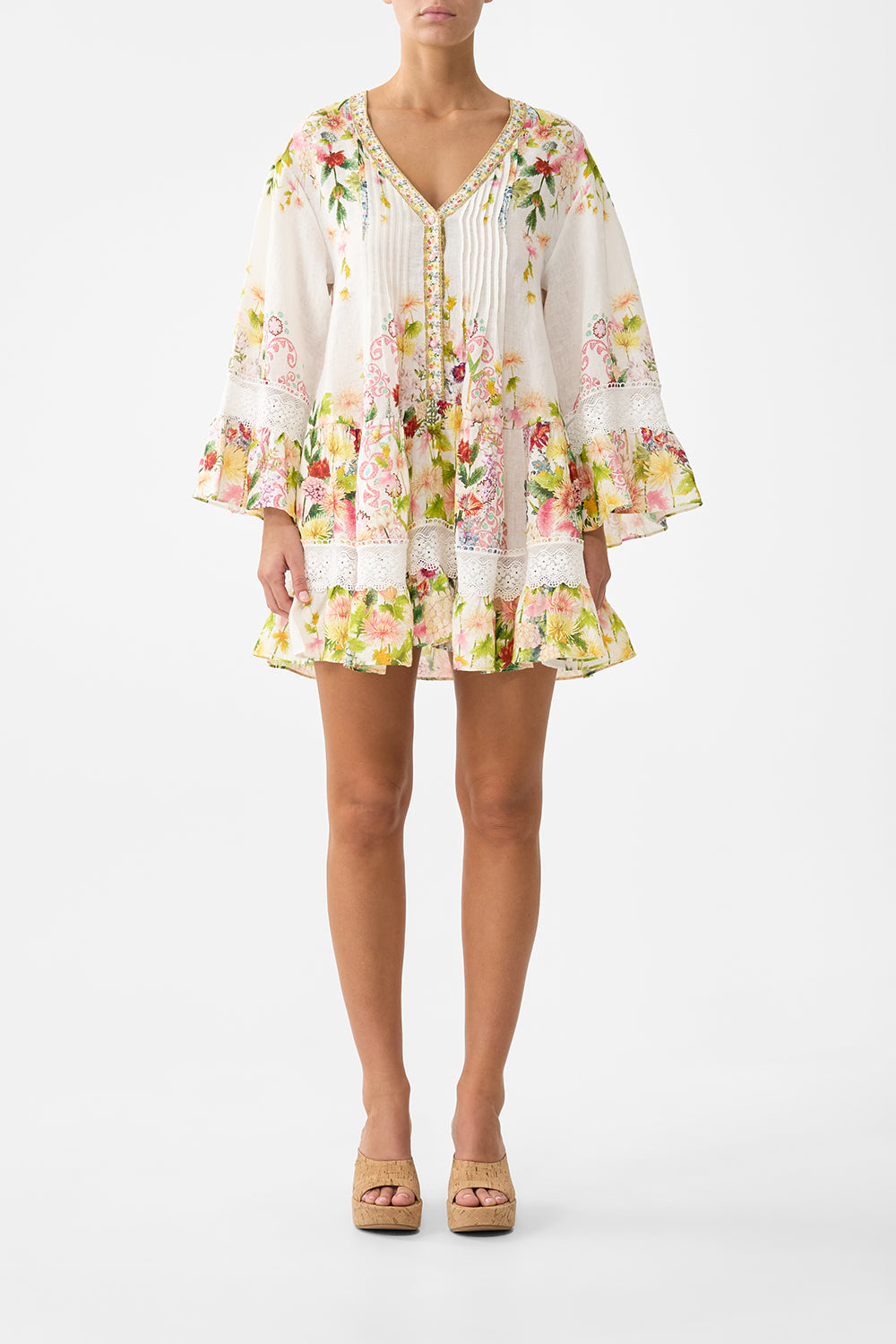 The CAMILLA V NECK TIERED DRESS THE CALL OF CATALONIATHE CALL OF CATALONIA