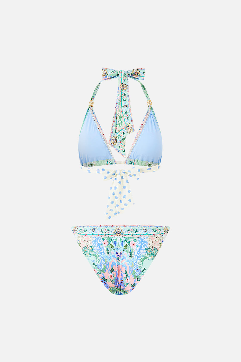 The CAMILLA SOFT THICK TIE TRI BIKINI SET WITH TRIMS MIDSUMMER MOSAICS