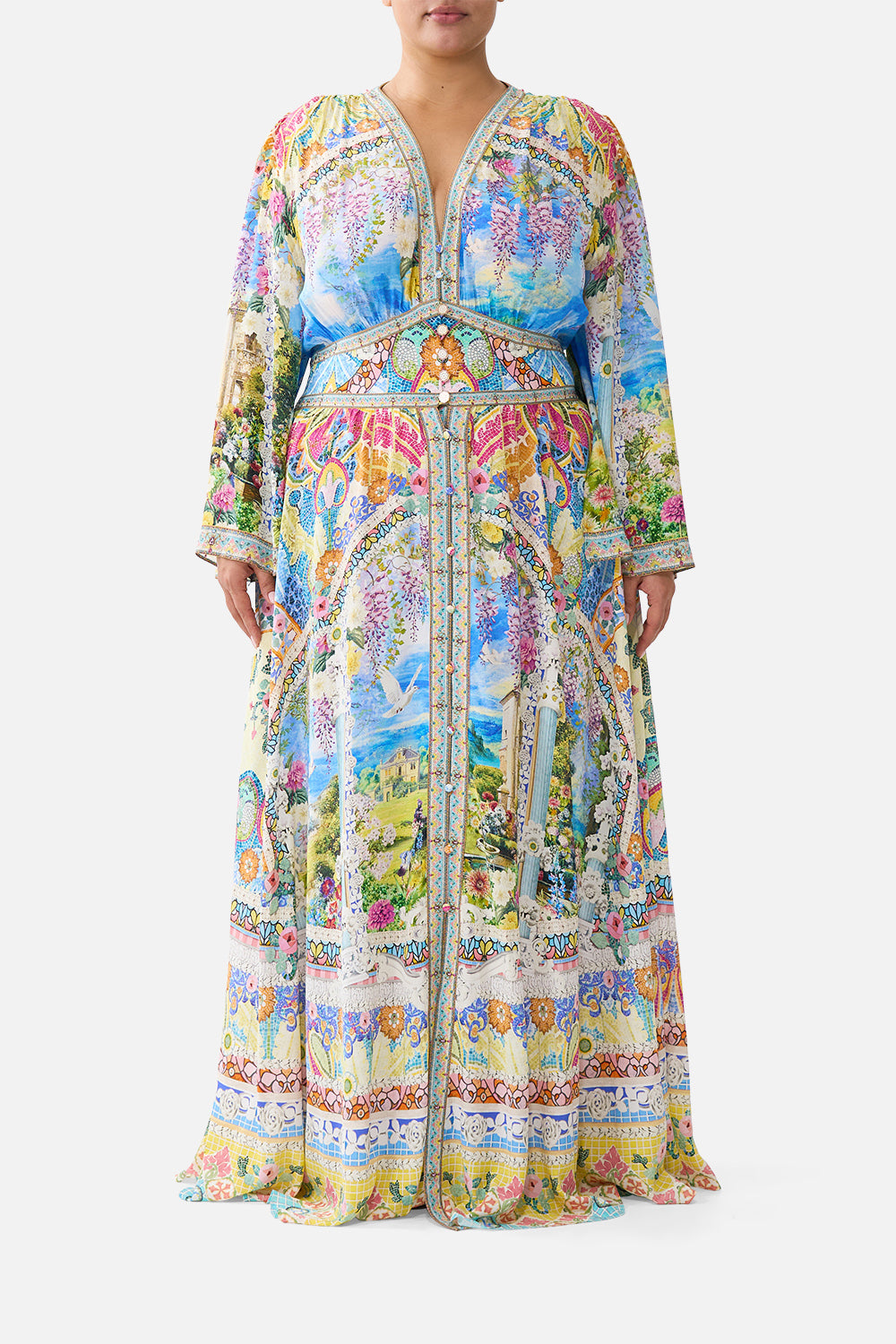The CAMILLA KIMONO SLEEVE DRESS WITH SHIRRING DETAIL NAVÀS NOUVEAU