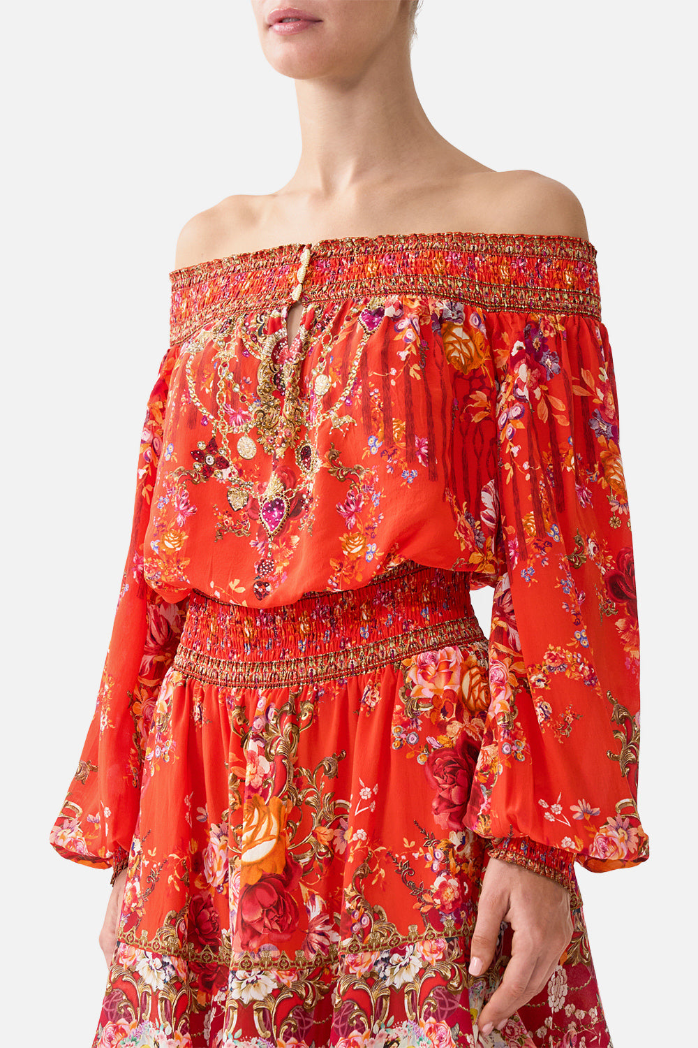 The CAMILLA OFF SHOULDER SHORT DRESS OLÉ OLÉ
