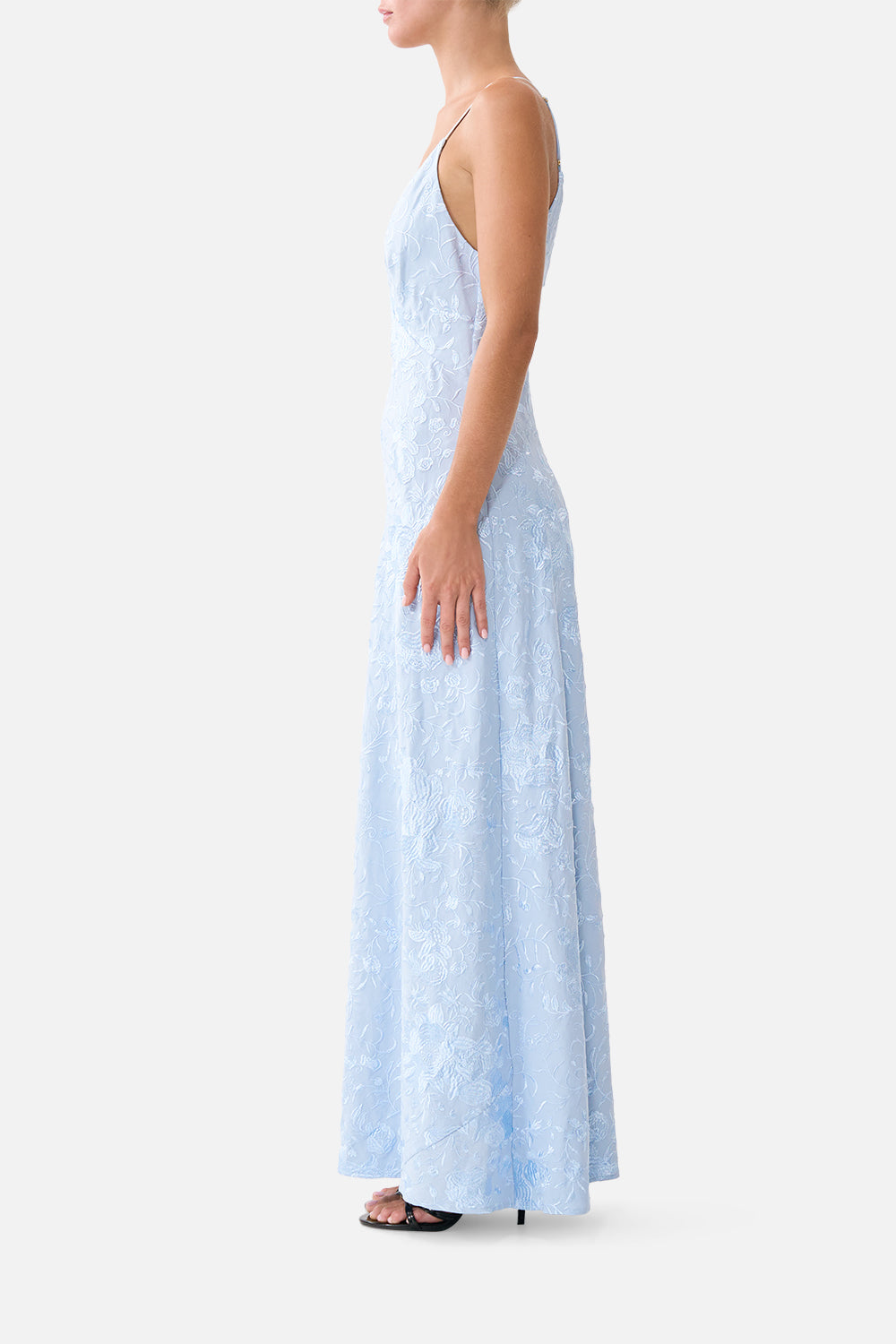 The CAMILLA V NECK FULL LENGTH BIAS SLIP DRESS SEVILLE SWEETHEART