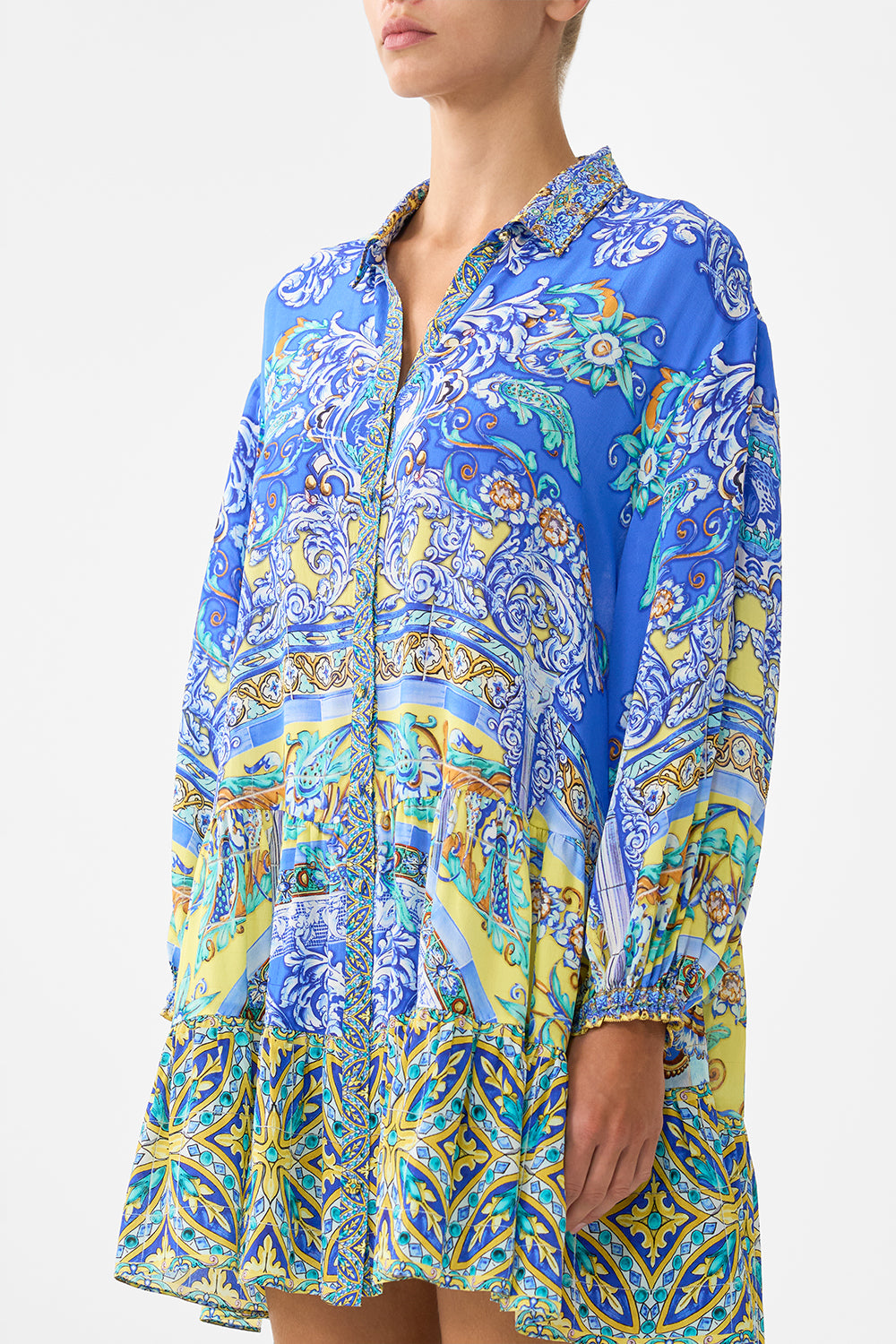 LONG SLEEVE TIERED SHORT DRESS BENEATH THE ANDALUSIAN SUN