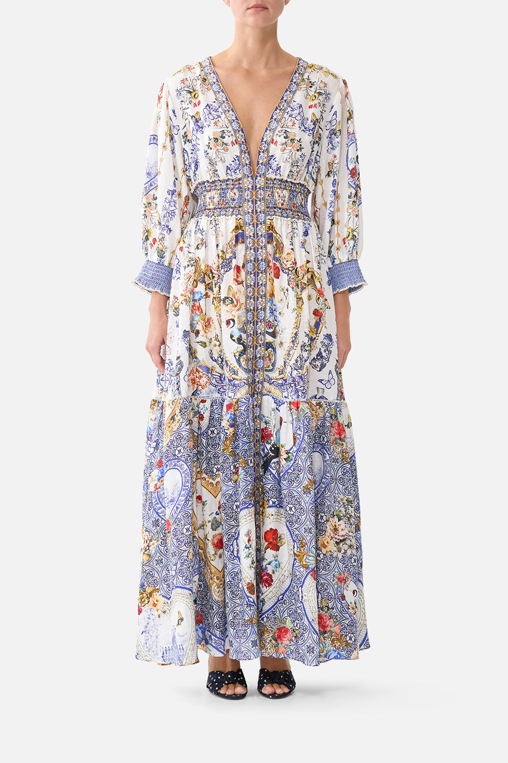 SHIRRED WAISTBAND LONG DRESS THE POTTERY PARLOUR