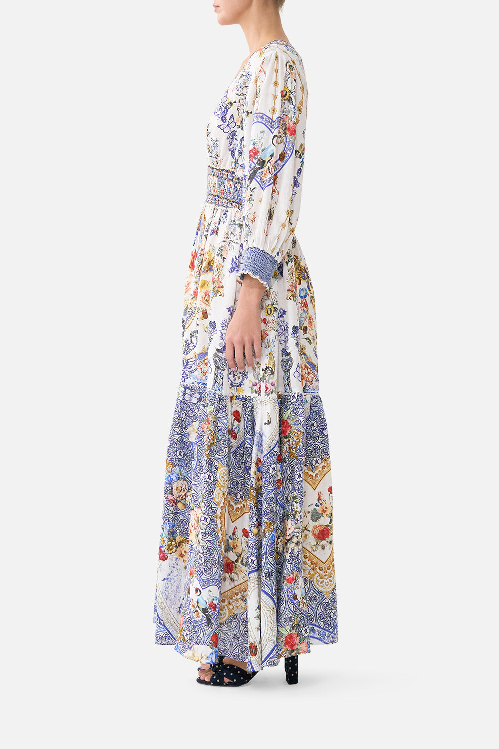 SHIRRED WAISTBAND LONG DRESS THE POTTERY PARLOUR
