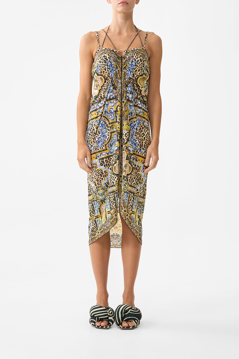 The CAMILLA MULTI WEAR BEACH MIDI DRESS WITH RING FRONT SEVILLIAN STYLESEVILLIAN STYLE