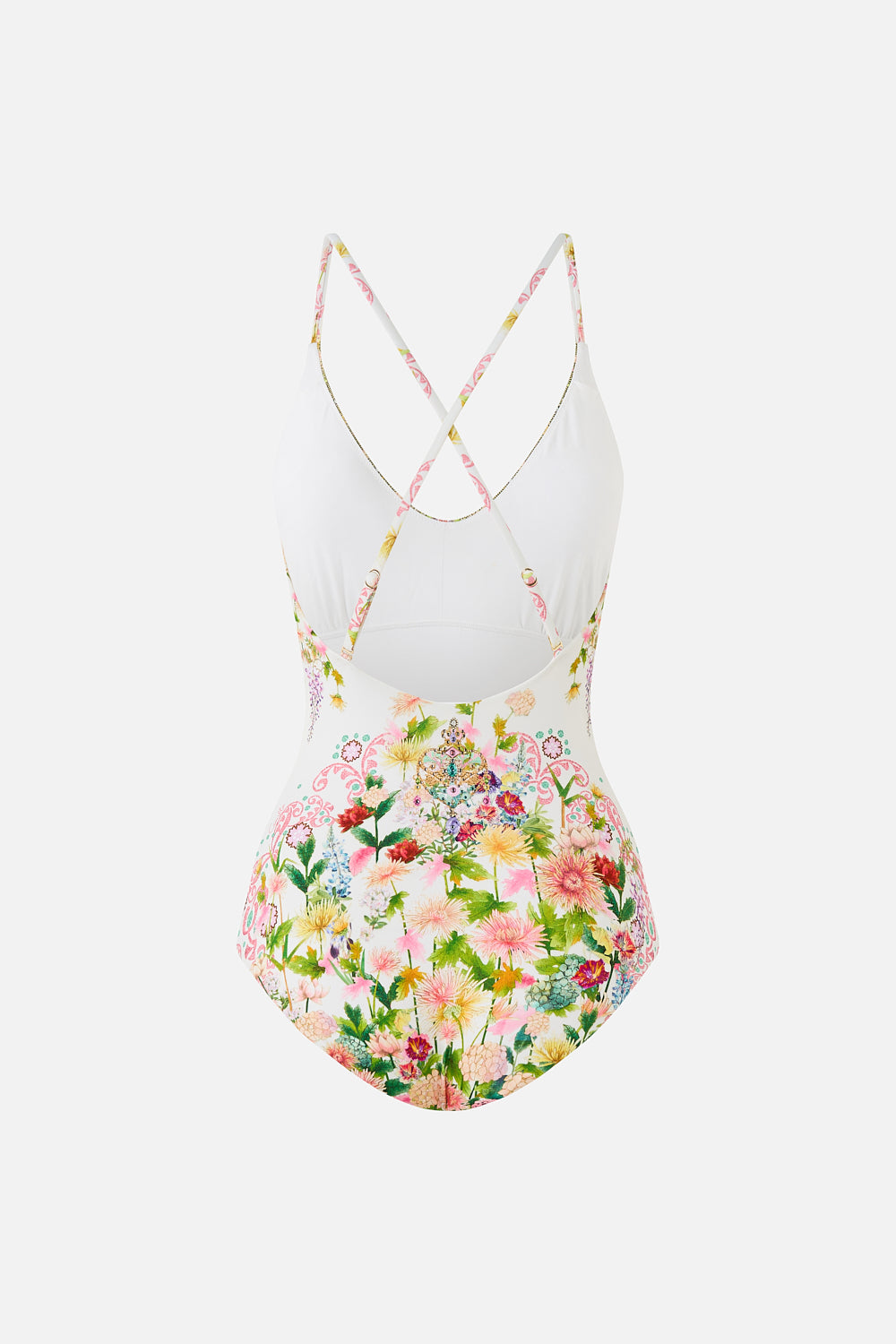 The CAMILLA SCOOP NECK ONE PIECE WITH CROSS BACK STRAPS THE CALL OF CATALONIA