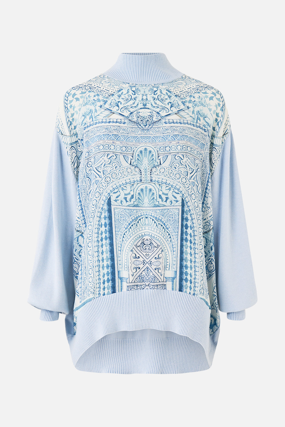 The CAMILLA SILK FRONT TURTLE NECK KNIT THE HUM OF THE ALHAMBRA