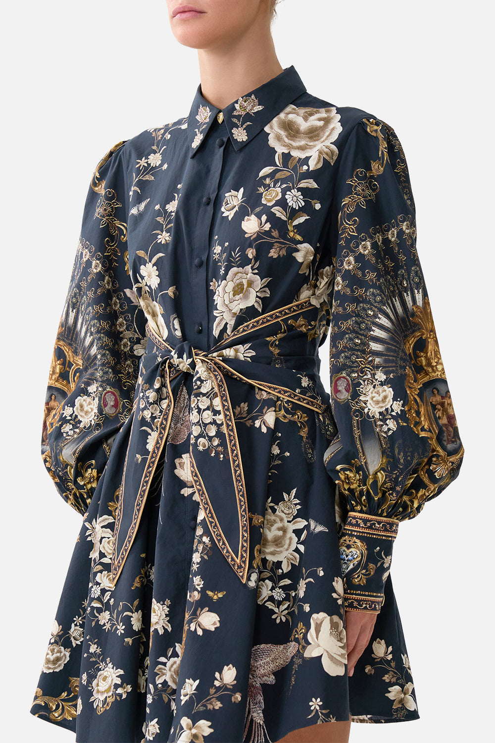 SHORT WAIST TIE SHIRT DRESS FLAMENCO FOLKLORE