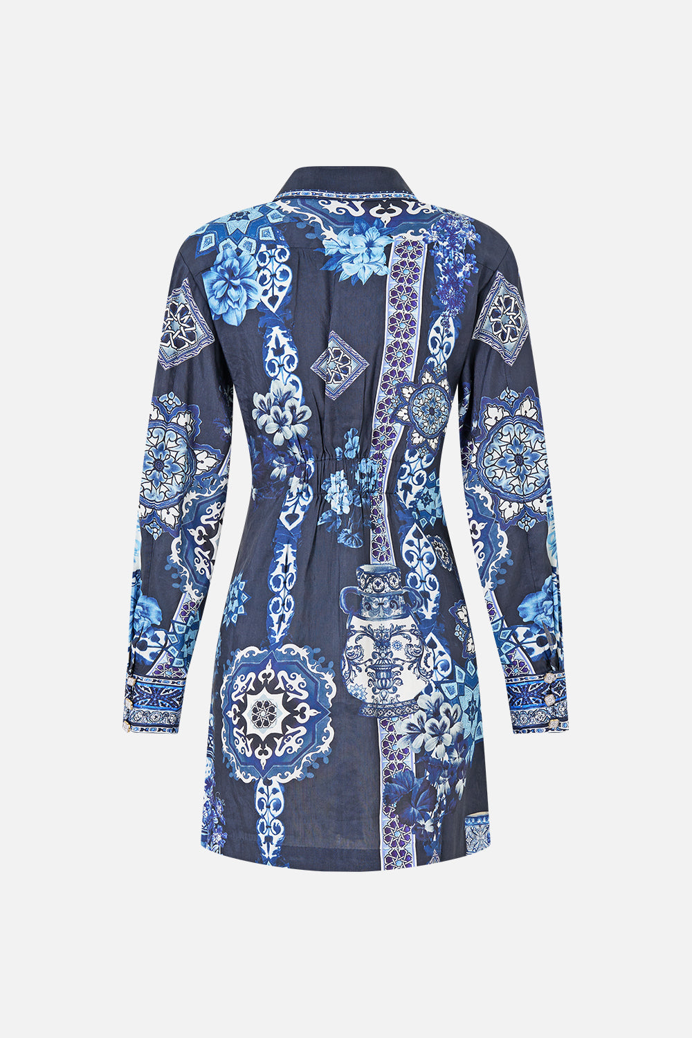 SHIRT DRESS WITH A LINE SKIRT A TILED WONDERLAND