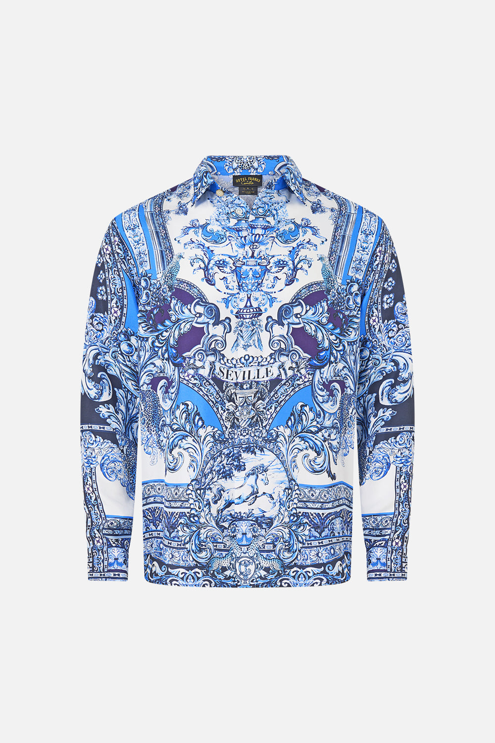 The CAMILLA LONG SLEEVE HIDDEN PLACKET SHIRT A TILED WONDERLAND
