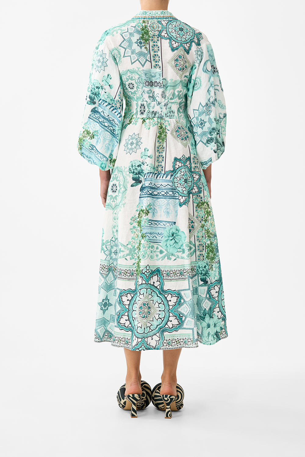 The CAMILLA WAIST TIE SHIRT DRESS WITH BUBBLE SLEEVE BALEARIC BEBÉ