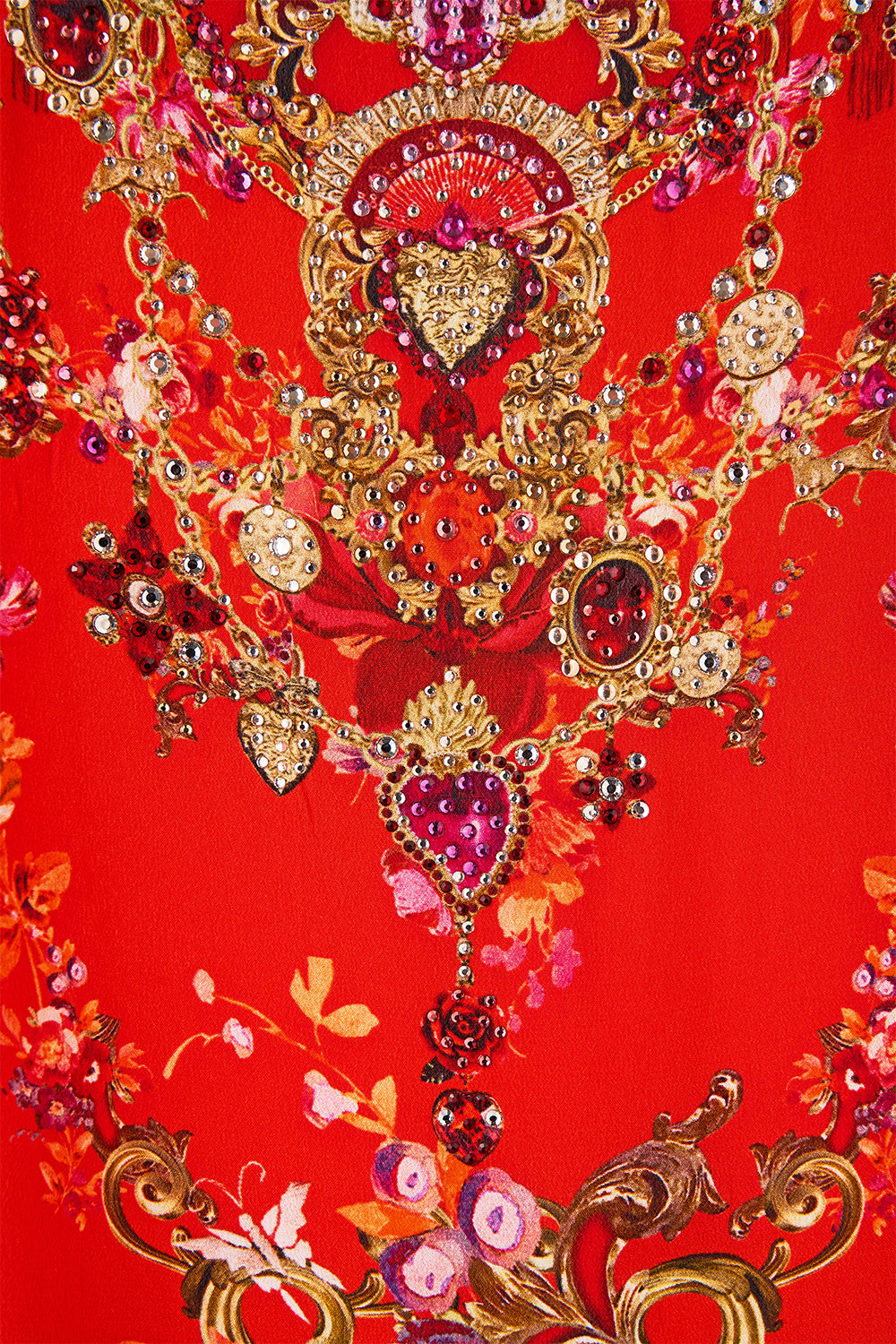 SHORT ROUND NECK KAFTAN WITH FRINGING OLÉ OLÉ