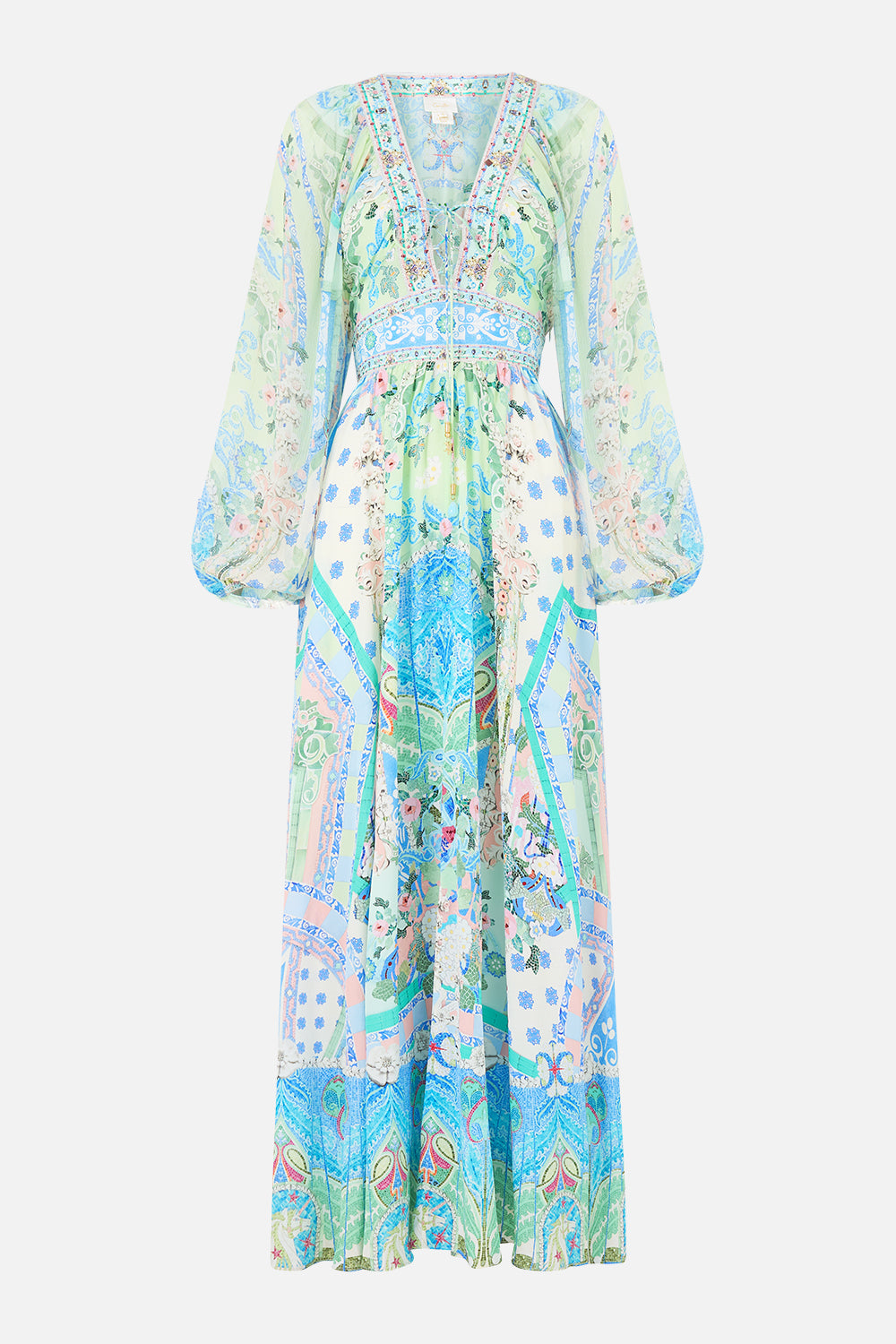 LACE UP FRONT LONG DRESS MIDSUMMER MOSAICS