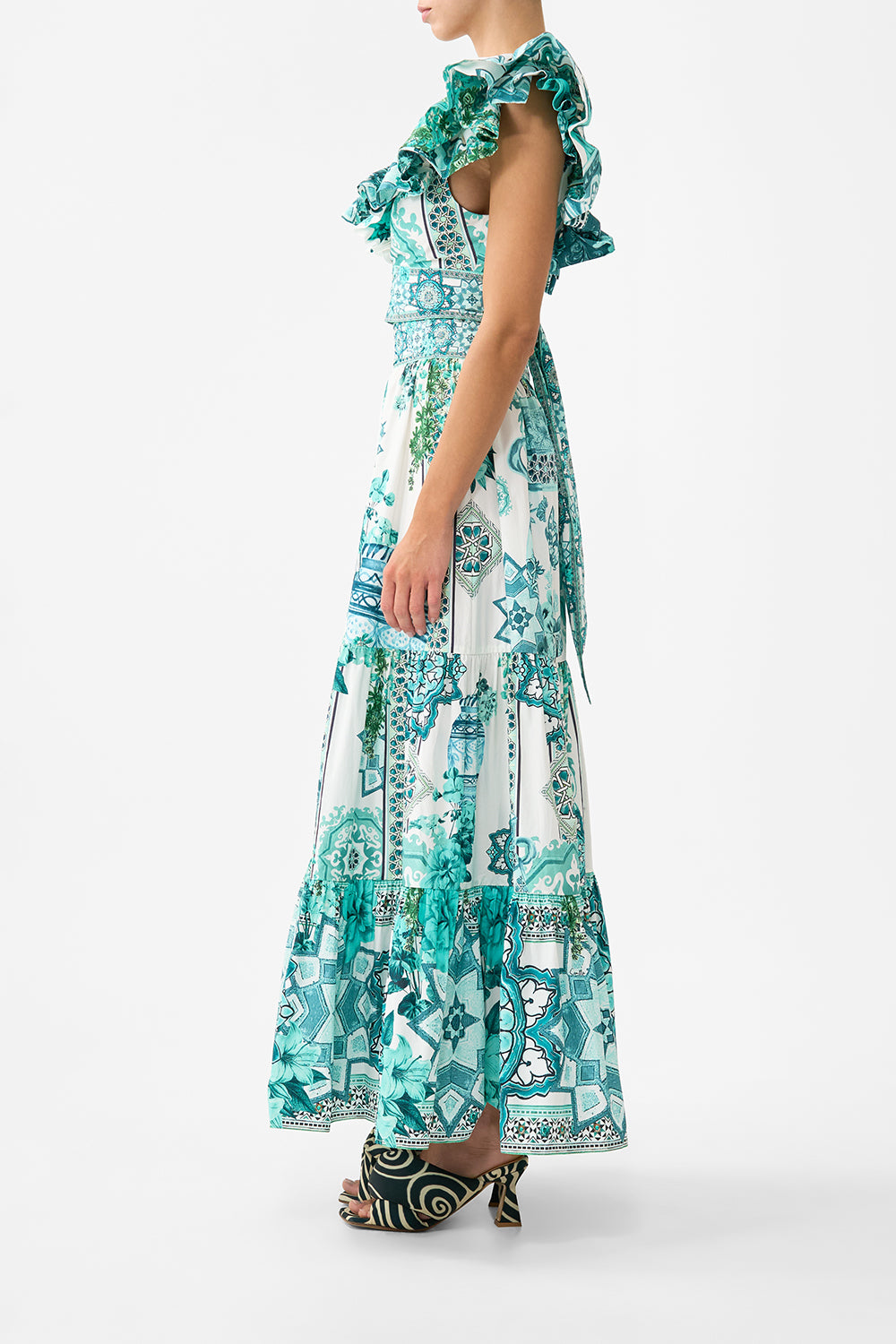 The CAMILLA HIGH WAISTED TIERED SKIRT BALEARIC BEBÉ
