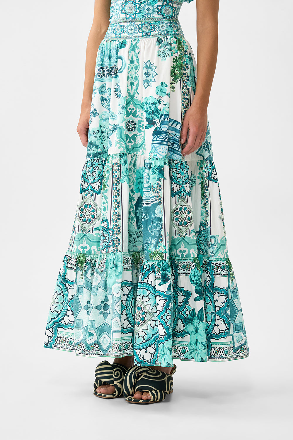 The CAMILLA HIGH WAISTED TIERED SKIRT BALEARIC BEBÉ