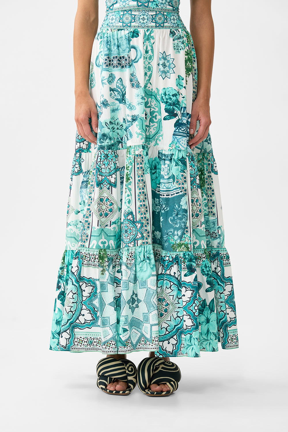 The CAMILLA HIGH WAISTED TIERED SKIRT BALEARIC BEBÉ