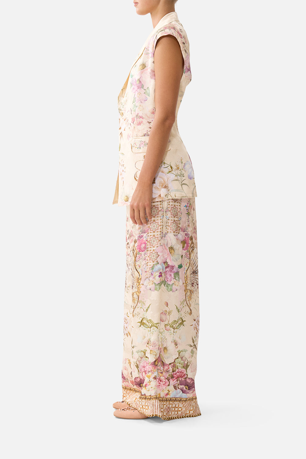 The CAMILLA WIDE LEG WAISTED PANT ADORNED IN ARANJUEZ
