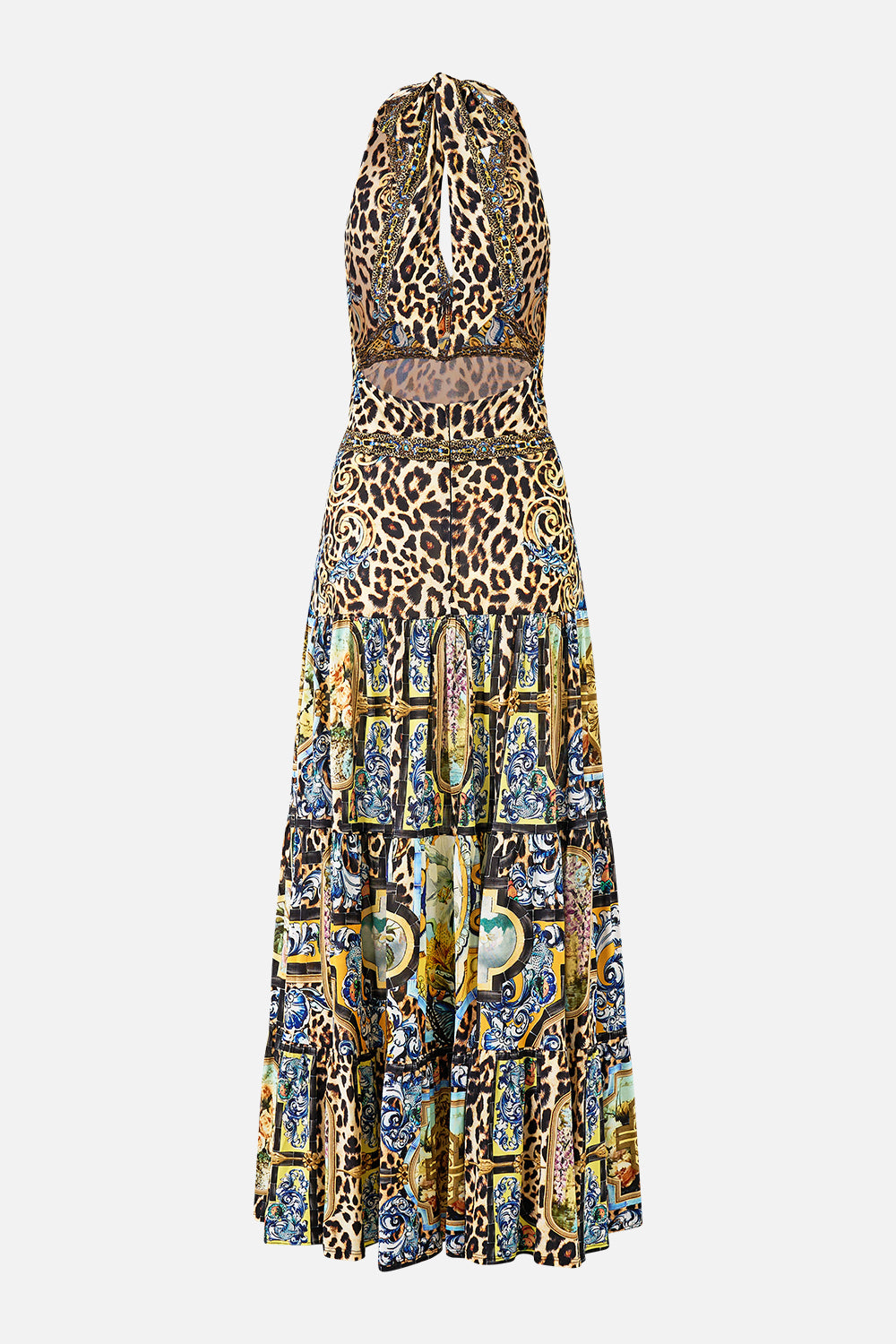 The CAMILLA HALTER JERSEY DRESS WITH TIERED SKIRT SEVILLIAN STYLE