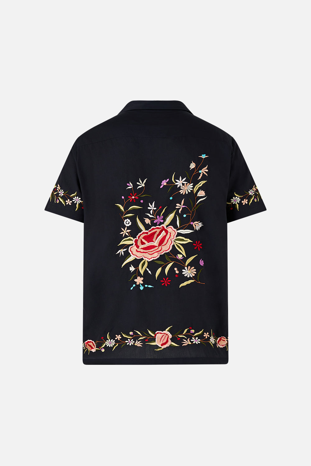 The CAMILLA EMBROIDERED SHORT SLEEVE CAMP COLLARED SHIRT DAUGHTERS OF DUENDE