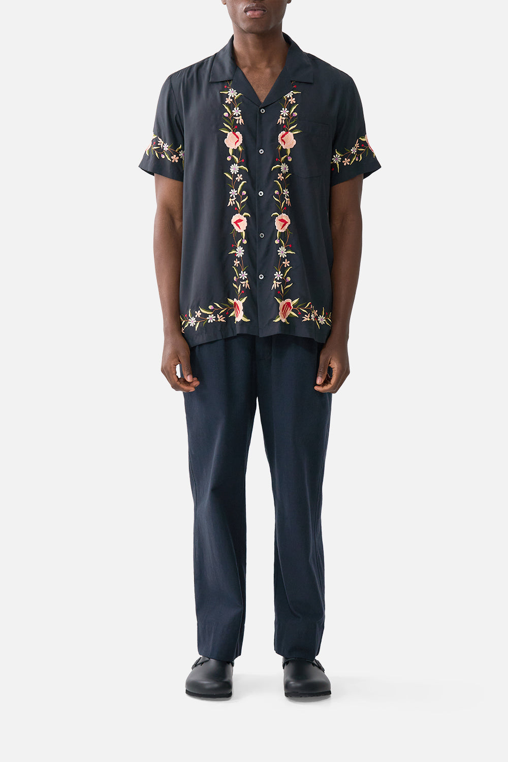The CAMILLA EMBROIDERED SHORT SLEEVE CAMP COLLARED SHIRT DAUGHTERS OF DUENDEDAUGHTERS OF DUENDE