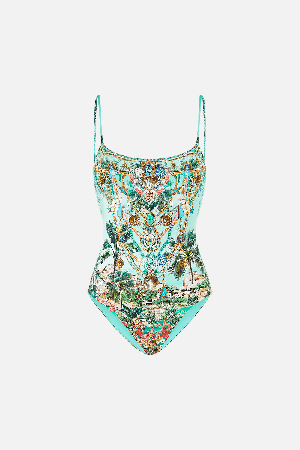 The CAMILLA STRAIGHT NECK ONE PIECE WITH BACK STRAP DETAIL BALEARIC BEBÉ