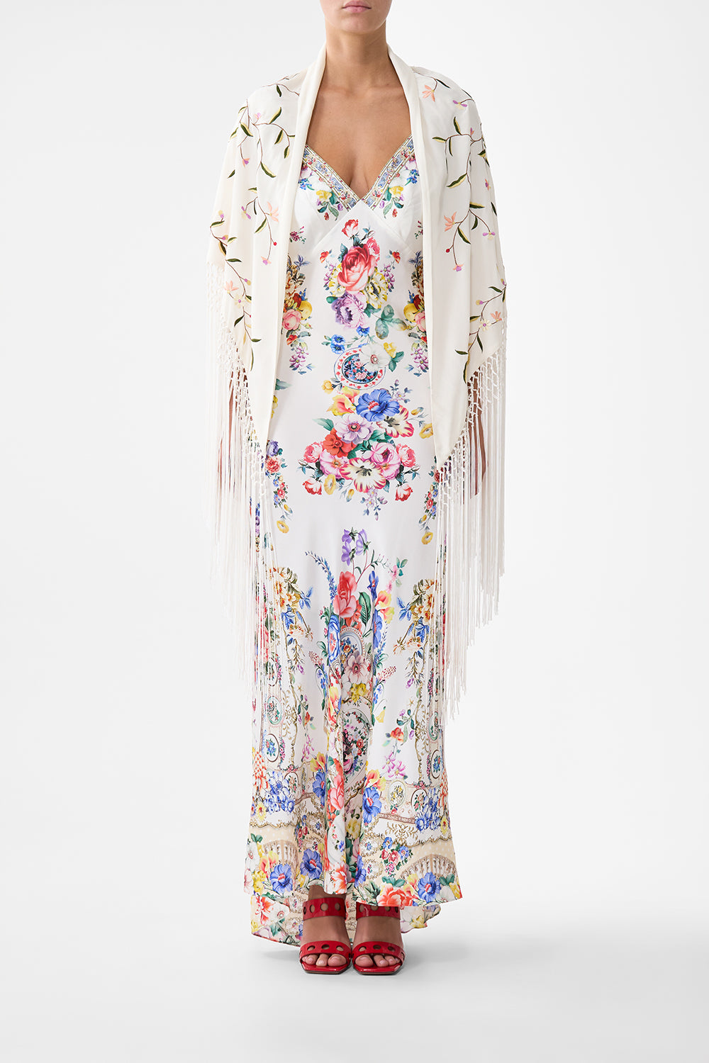 MACRAME SHAWL SOLID CREAM