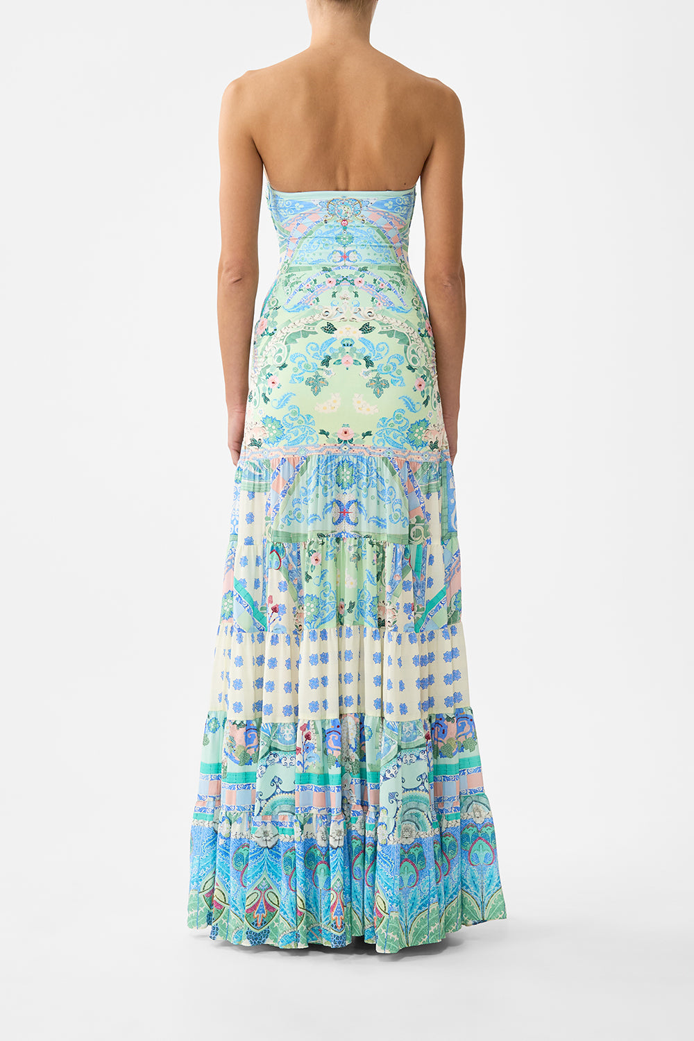 JERSEY SPLICED TIERED SKIRT MIDSUMMER MOSAICS