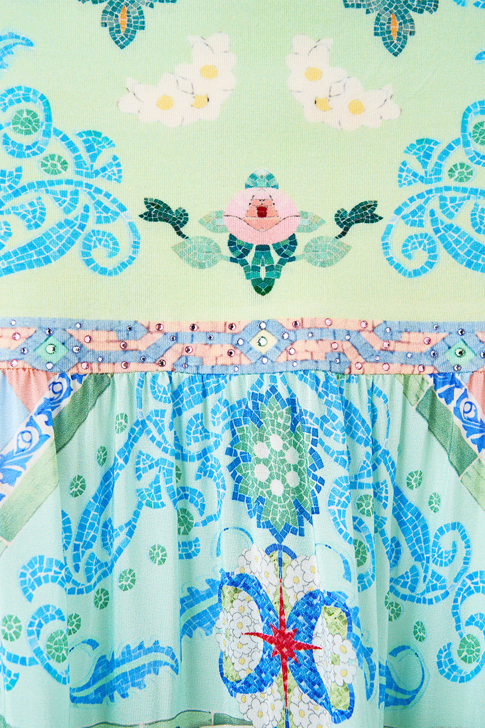 JERSEY SPLICED TIERED SKIRT MIDSUMMER MOSAICS