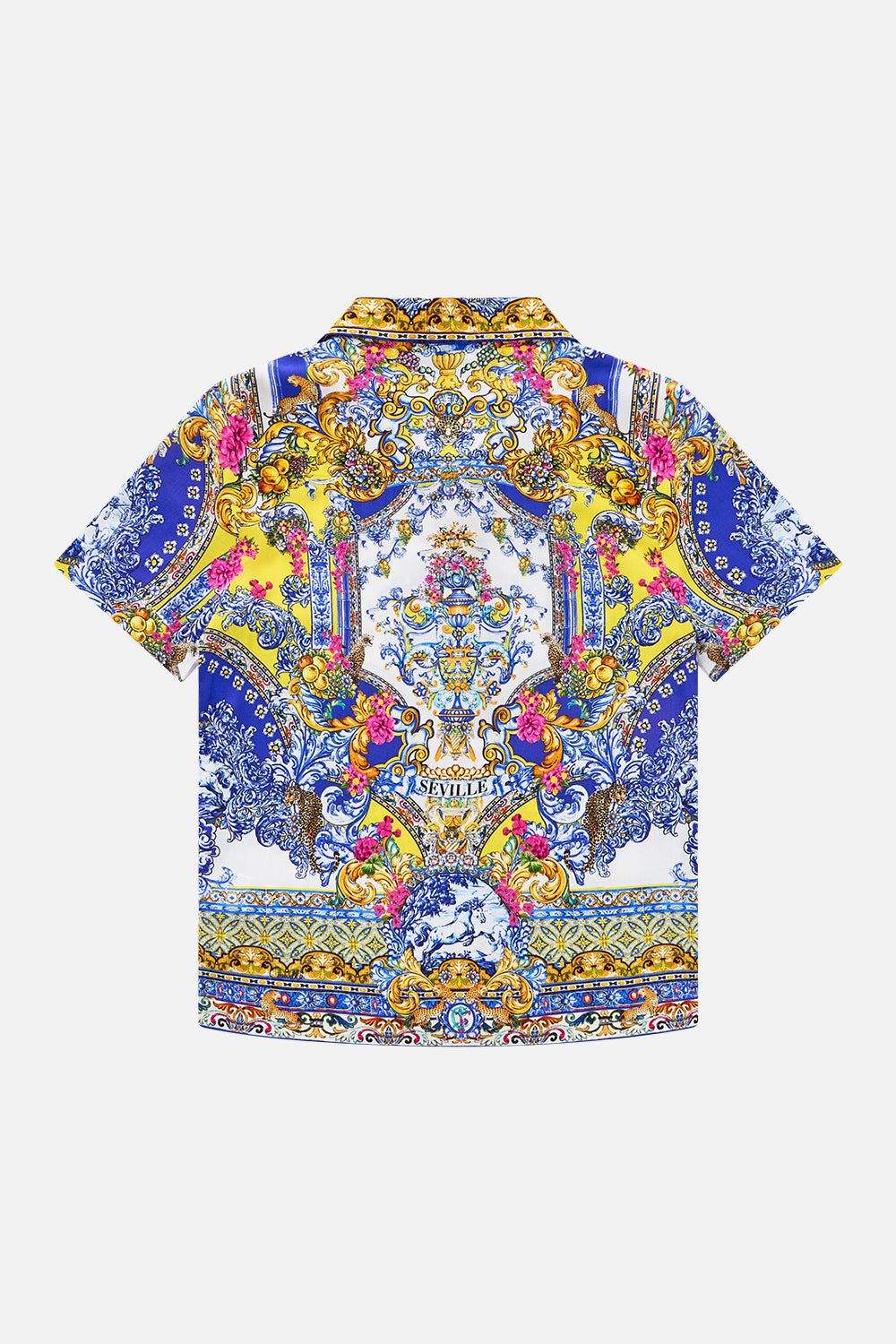 The CAMILLA BOYS SHORT SLEEVE CAMP COLLARED SHIRT ESPAÑA NIRVANA