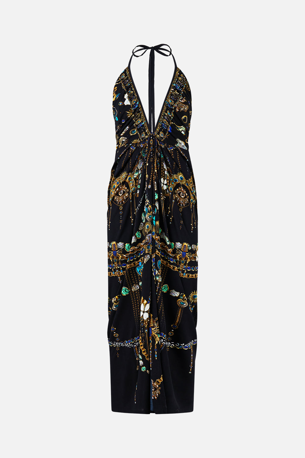 The CAMILLA V NECK GATHERED JERSEY DRESS AMULETS AND ALCHEMY