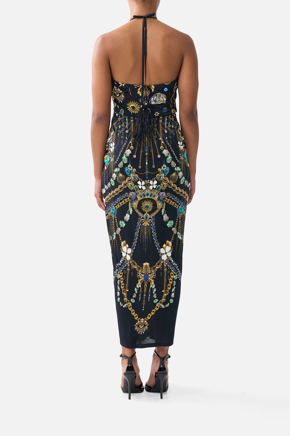 The CAMILLA V NECK GATHERED JERSEY DRESS AMULETS AND ALCHEMY