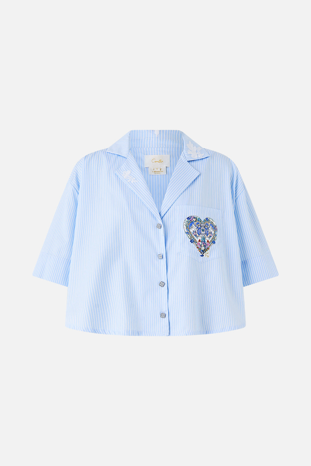 CROPPED CAMP COLLAR BLOUSE OTTOMAN OPULENCE