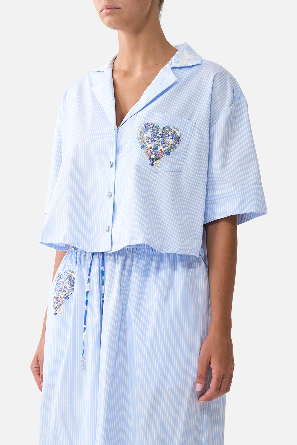 CROPPED CAMP COLLAR BLOUSE OTTOMAN OPULENCE