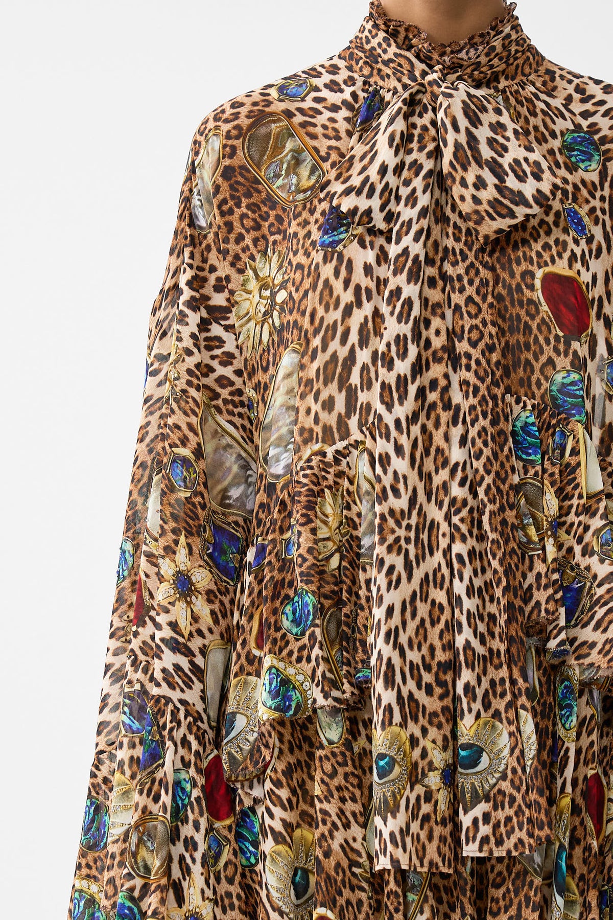 RUFFLE HIGH LOW DRESS WITH LONG SLEEVE NAZAR NIRVANA